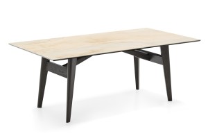 Stół Calligaris Abrey z blatem stałym prostokątnym i drewnianą podstawą
