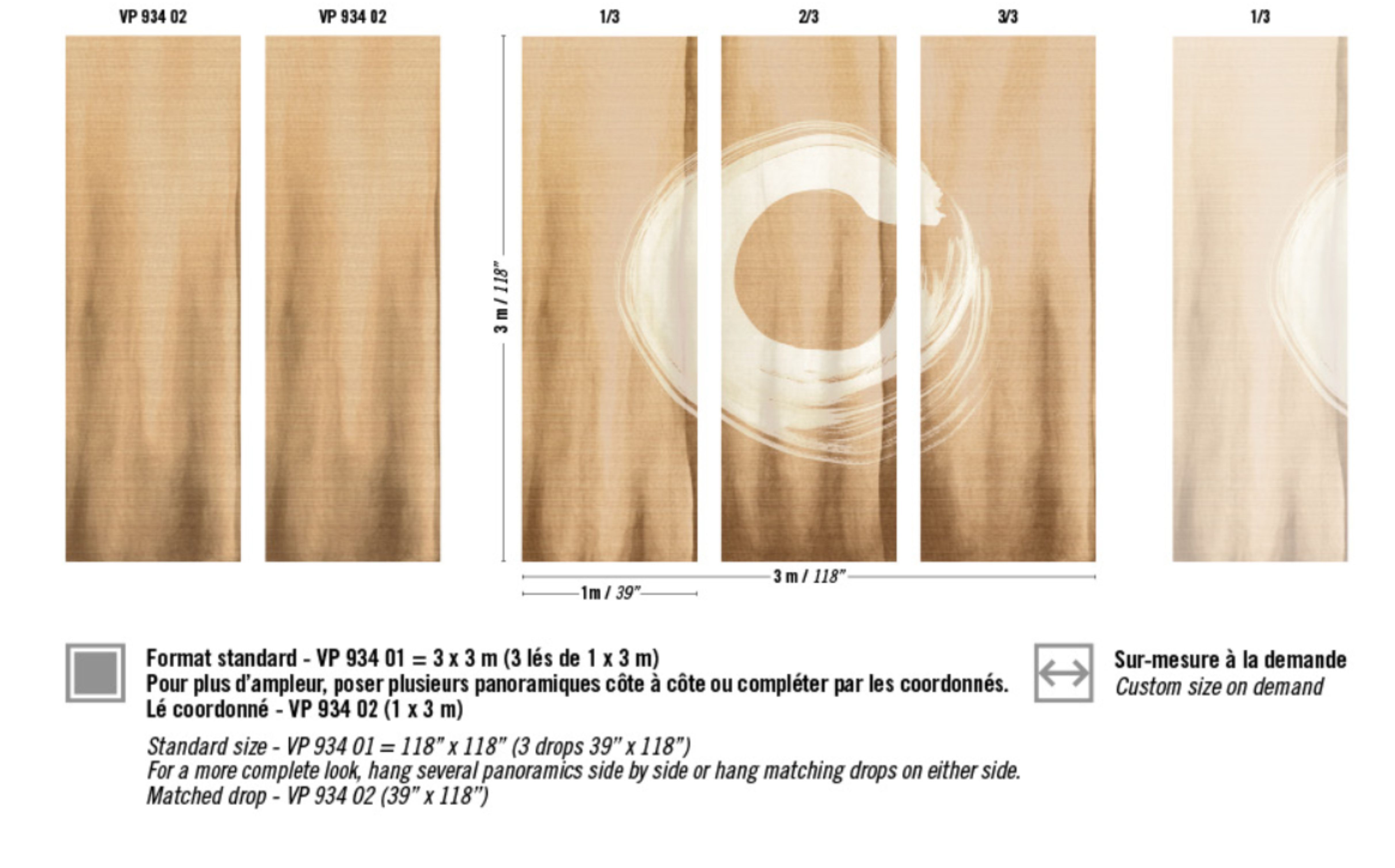 Układ wzoru panela ELITIS SOIE CHANGEANTE NOREN | VP 934 01 PANEL 3 X 3M